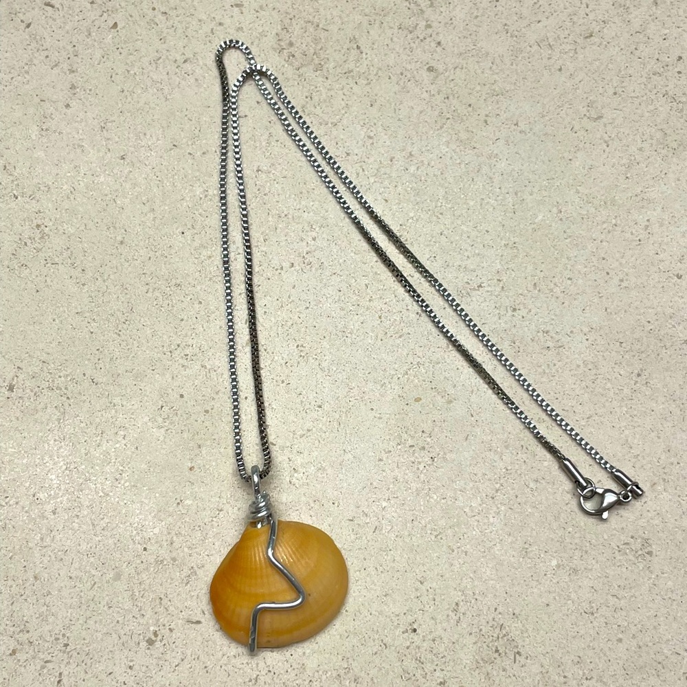 Shell necklace with stainless steel chain